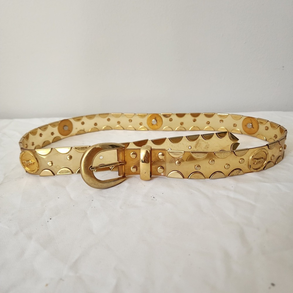 Y2k Plastic Gold Yellow Belt Chunky Animal Print 39"